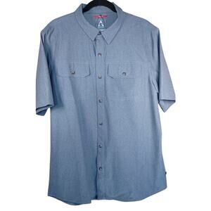NWT Gerry Men's XL Gray Short Sleeve Tech Button Up Shirt Stretch Quick Dry